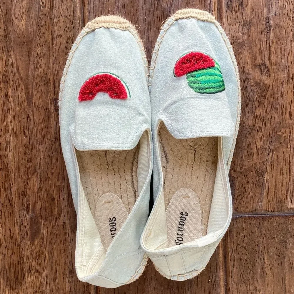 Soludos Chambray Watermelon Smoking Slippers Espadrille Size 9